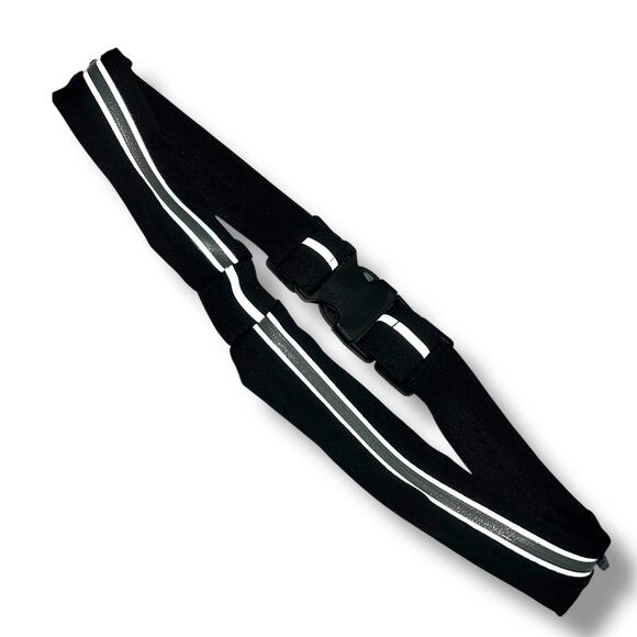 GO Belt Womens Reflective Belt with Zipper Pockets Athletic Buckle Closure Black - Picture 1 of 14